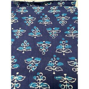 Handloom Batik Cotton Fat Quarter Fabric 18x22" Blue & White Floral Pattern for